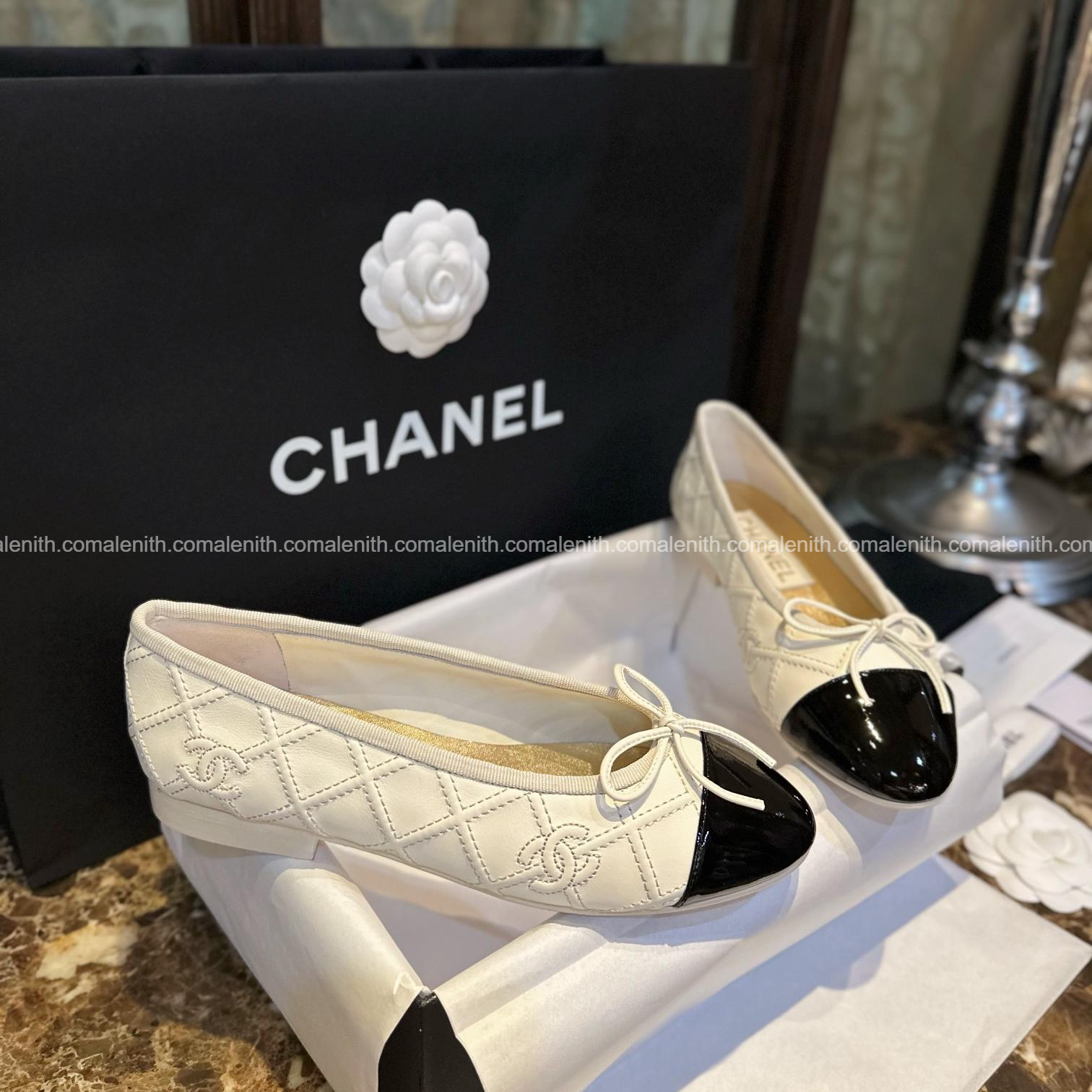 Chanel 23S 3D Embroidered White Ballet Flats